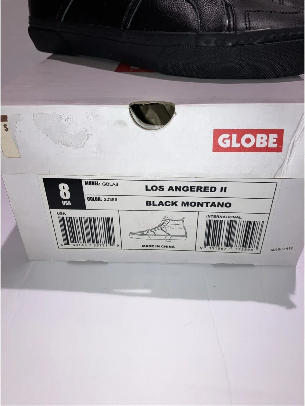 Globe Men's Los Angered II Skate Shoe Black Montano Men’s 8 US NEW